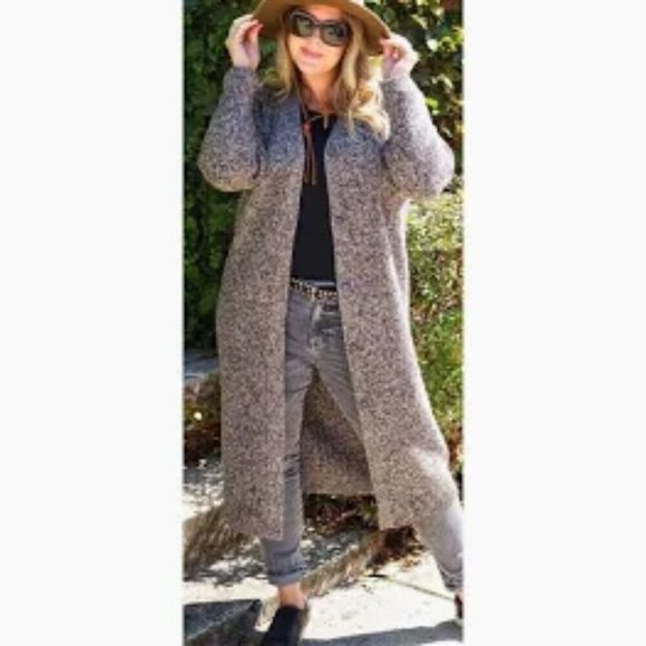 CAbi Coffee Shop Cardigan midi duster length gray rainbow cotton blend XS #1414 - Picture 3 of 7